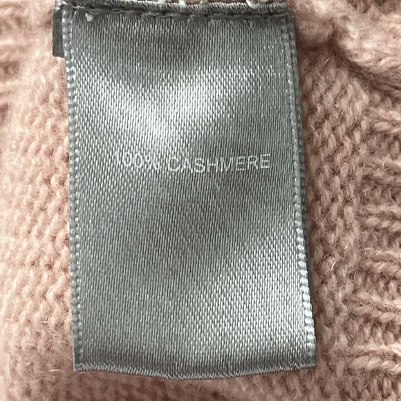 Marled Turtleneck Sweater M 100% Cashmere Cable Knit Ruffled Soft Dusty Pink - Picture 6 of 7